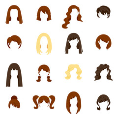 Woman Hair Icons Set