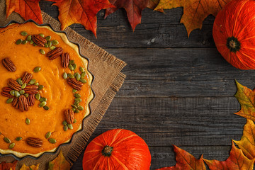 Homemade Pumpkin Pie for Thanksgiving.