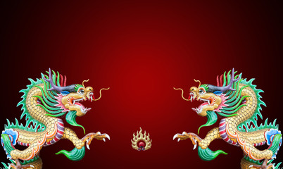colorful Chinese dragon statue.