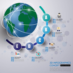 3d business concept timeline. Infograph template, realistic pape