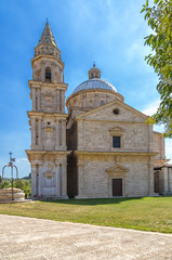 Fototapeta premium Montepulciano, Italy. View of the Church of Madonna di San Biagio and the bell tower, 1515 - 1545 years.