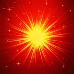 Red and Gold Radial abstract starburst background