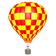 3d men riding in a hot air balloon