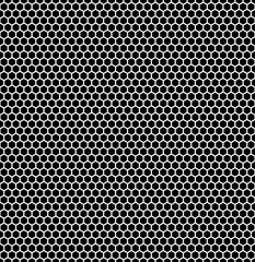 Seamless hexagonal background in black with white borders. Vector illustration.