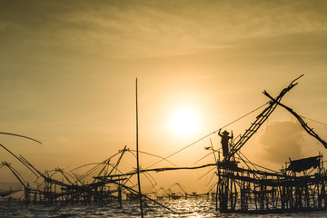 Obraz premium Dip Net Fishing, Pakpra, Thailand.