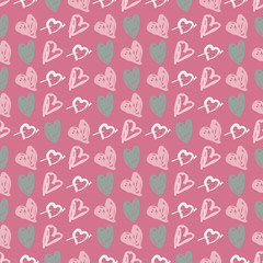 Doodle seamless pattern with hearts