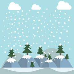 Vector banners with winter panoramic landscapes
