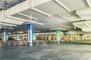 Parking garage interior, industrial building,Empty underground p