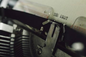 The end paper print, made with vintage writing machine. Close up view