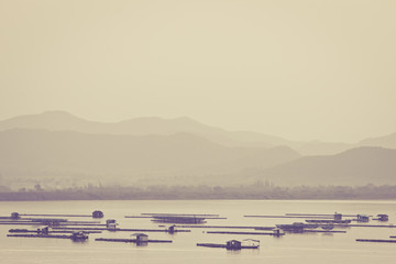 Obraz premium The dam and recreational fishing of Thailand.