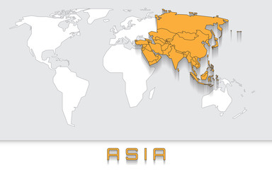 Asia on the map