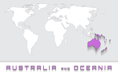 Fototapeta na wymiar Australia and oceania on the map