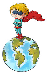 niño superheroe en el mundo © cirodelia