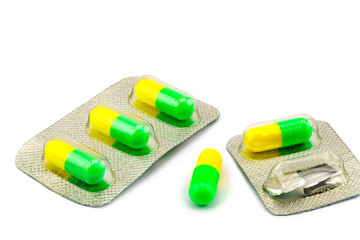 Capsule of antibiotic and packages