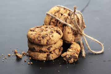 Homemade cookies on a black background