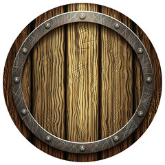 Fototapeta premium Round oak shield with metal rivets