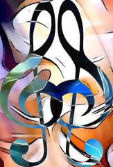 abstract music theme background with clef, modern design.