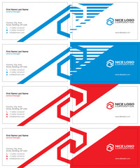 tech blue and red colors, business cards with the letter s