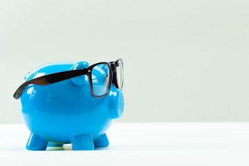 Blue piggy bank or money box