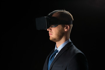 businessman in virtual reality glasses or headset