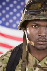 Close-up of confident soldier