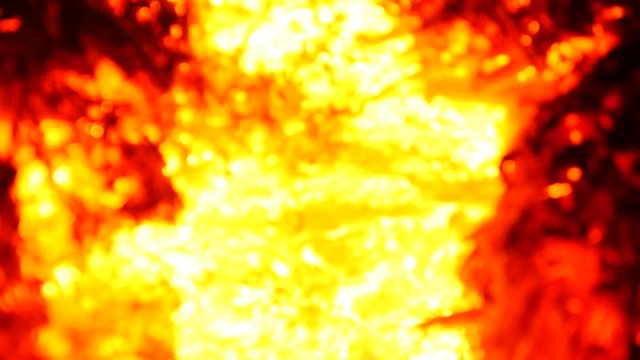 Defocused Burning hot ahes in flame
