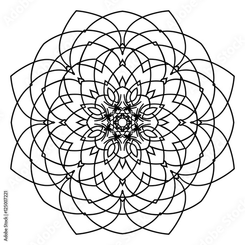Mandala Floral Flower Oriental Coloring Book Page Circle Art Design Tattoo Print
