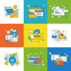 Concept of management, shopping and delivery, advertising, startup and innovation.