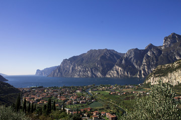 mountain lake Garda, a Aerial View on a sunny day