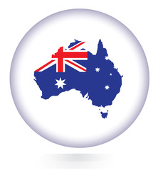 Australia map button with national flag