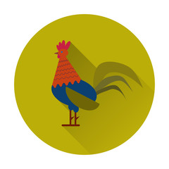 Colorful Rooster Icon Vector Flat Style Illustration