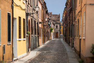 Tipica via cittadina di Ferrara - Italy