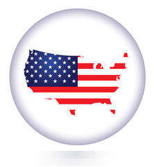 USA map button with national flag