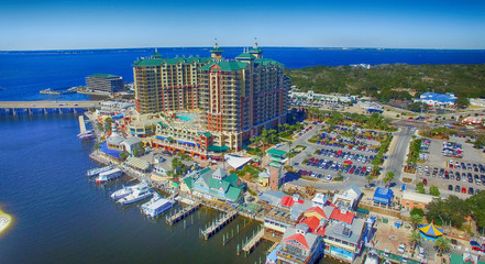 Destin, Florida. Aerial view of beautiful city skyline