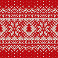 Winter Holiday Seamless Knitting Pattern with a Christmas Trees