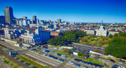 Aerial view of New Orleans on a sunny morning, Louisiana