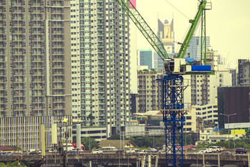 Fototapeta premium Crane construction in city