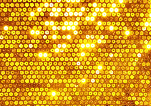 Fabric With Round Gold Sequins