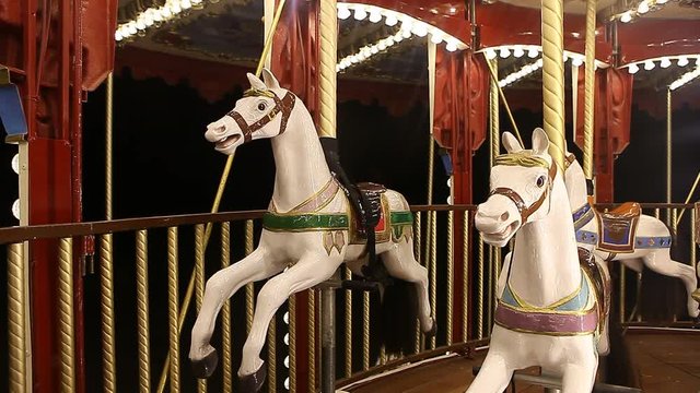 County fair fairground merry-go-round at night