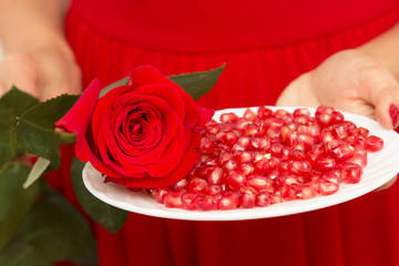 pomegranate seeds on a plate
