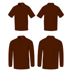 Brown polo shirt and polo with long sleeve isolated vector set