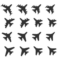 Airplane Icon, Figther Plnae Jet Missile Vector illustration icon set