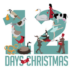 All Twelve days of Christmas EPS 10 vector illustration