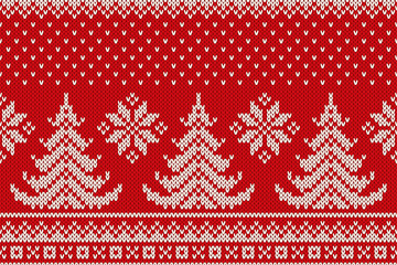 Winter Holiday Seamless Knitting Pattern with a Christmas Trees