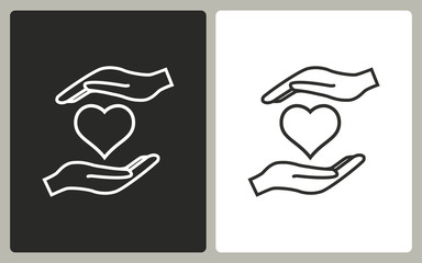 Heart in hand - vector icon.