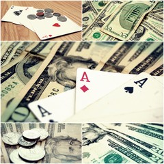 Money and Poker Stock Photo Collage