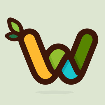 recommend clip art: W letter flat style logo with green leaves.