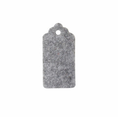 Christmas gift tag. Label from felt isolated on white background.