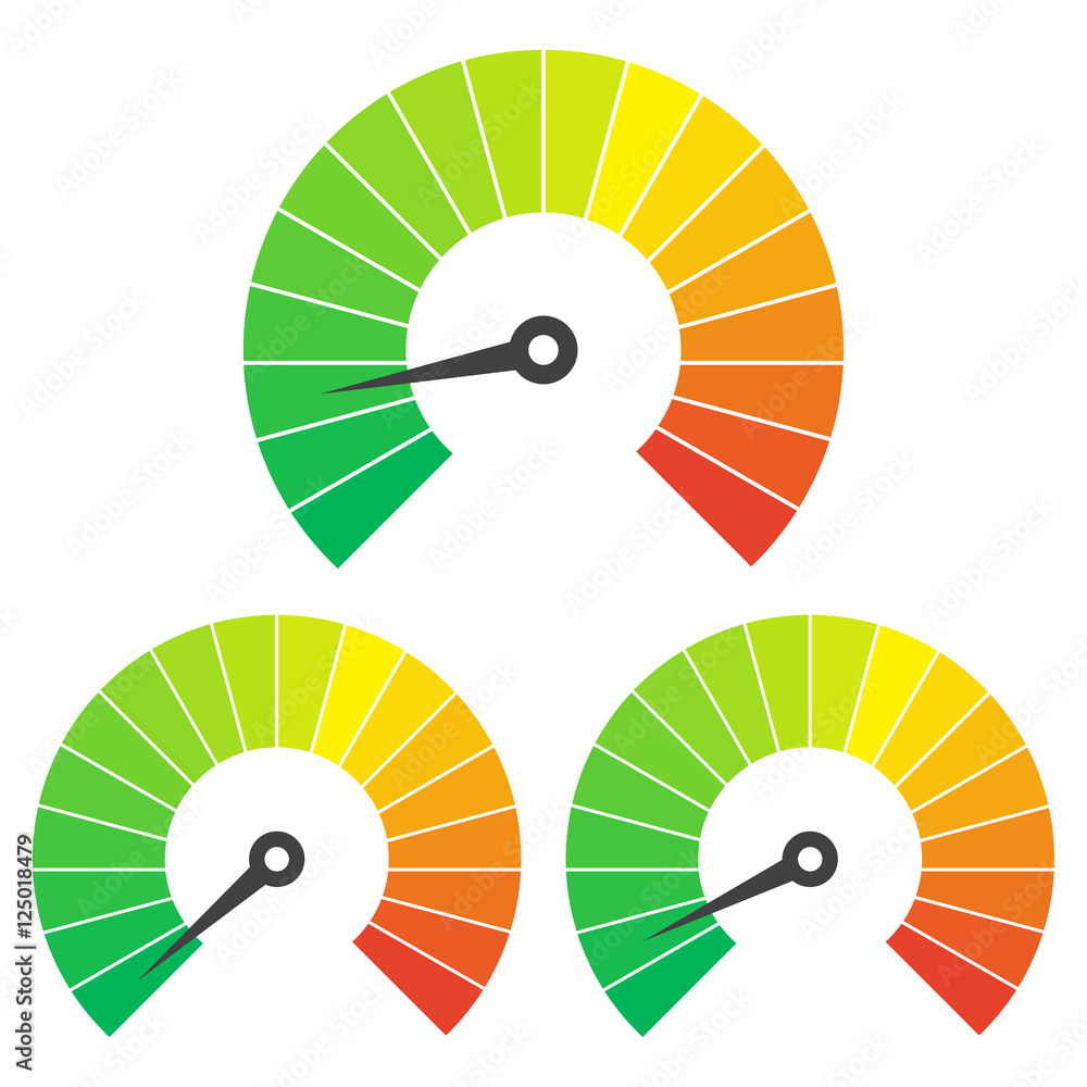 Poster set of measuring icons on a white background. speedometer icons set