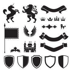 Heraldic silhouettes for signs and symbols - 125018834
